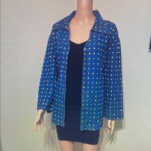 Stylish Blue Polka Dot Women's Jacket